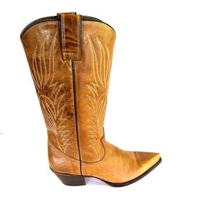 Steve Madden Vintage Light Brown Western Cowgirl Leather Boots Women Size 8.5